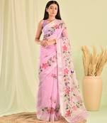 Purple hand painted kota doria saree