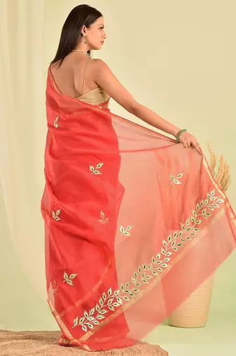 Red kota doria gota patti saree
