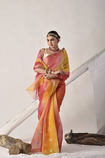 Multicolor pittan work kota silk saree