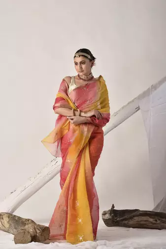 Multicolor pittan work kota silk saree