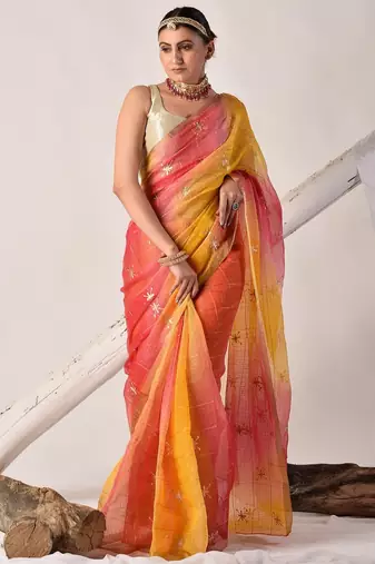 Multicolor pittan work kota silk saree