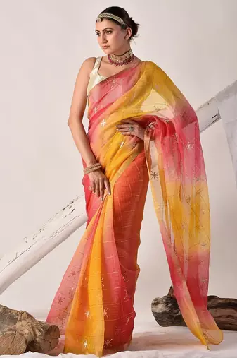 Multicolor pittan work kota silk saree