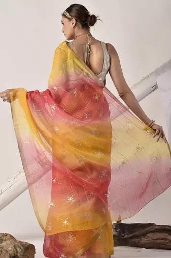 Multicolor pittan work kota silk saree