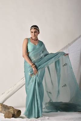 Taupe gota patti kota doria saree 1