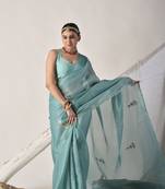 Taupe gota patti kota doria saree