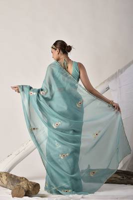 Taupe gota patti kota doria saree 2