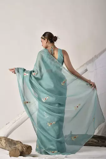 Taupe gota patti kota doria saree