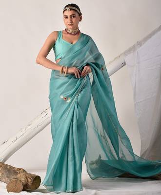 Taupe gota patti kota doria saree 3