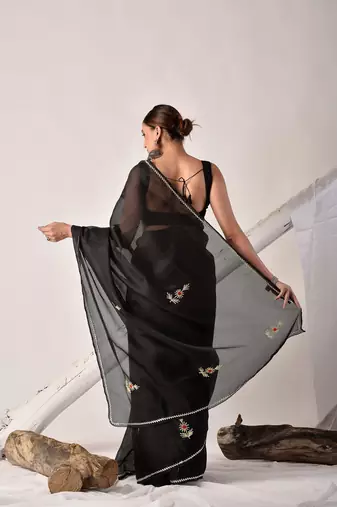 Black gota patti kota doria saree