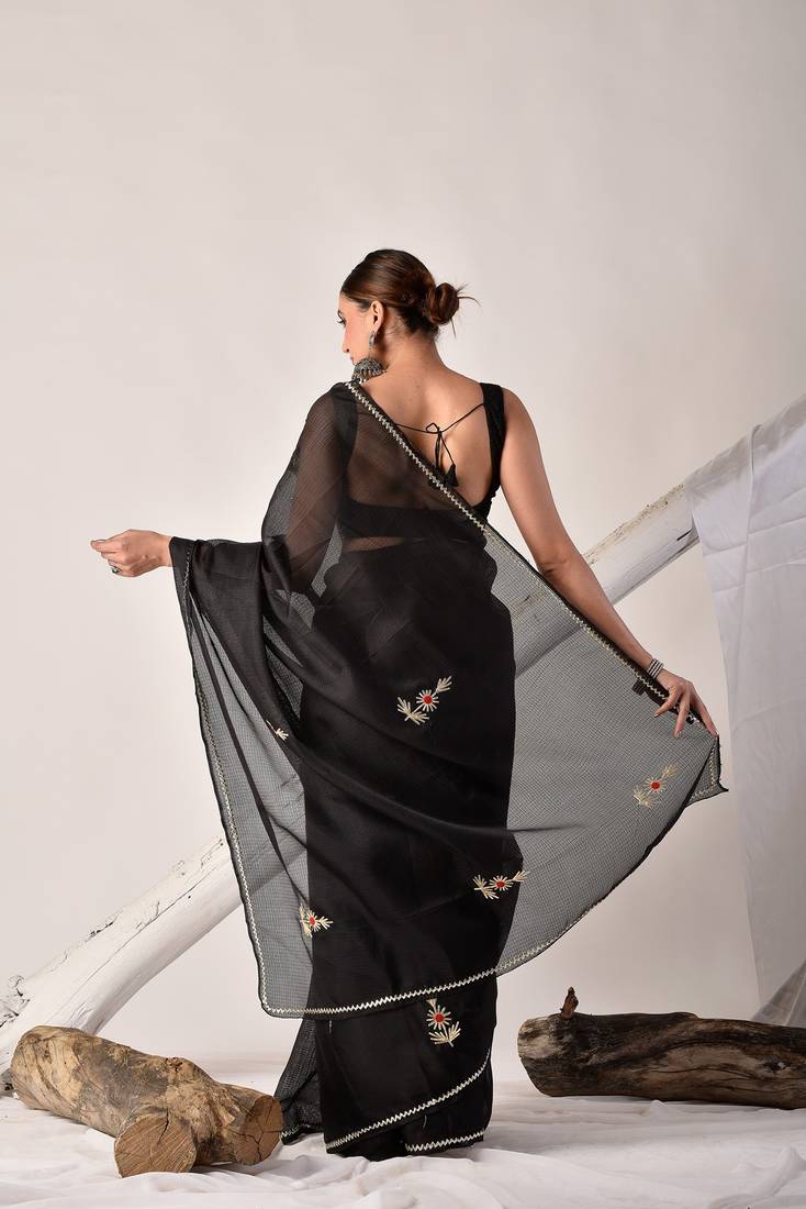 Black gota patti kota doria saree