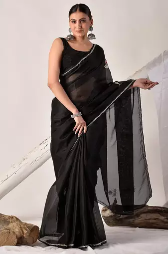 Black gota patti kota doria saree