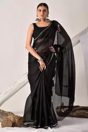 Black gota patti kota doria saree