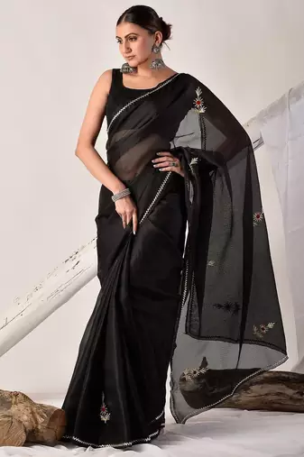 Black gota patti kota doria saree