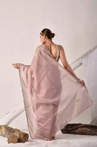 Rose gold gota patti kota doria saree