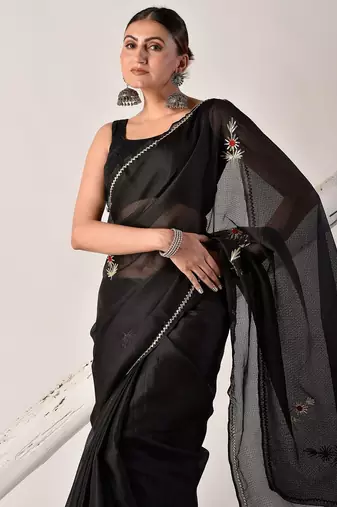 Black gota patti kota doria saree