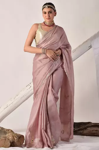 Rose gold gota patti kota doria saree