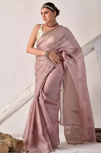 Rose gold gota patti kota doria saree