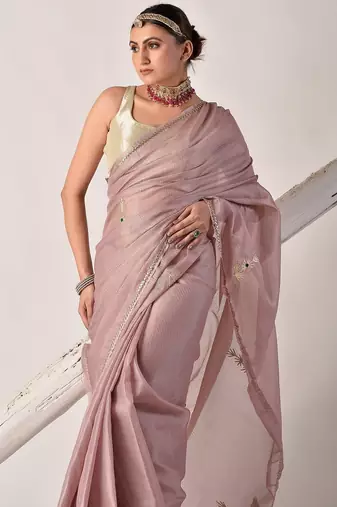 Rose gold gota patti kota doria saree