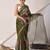 Forest green block printed pure kota doria saree