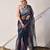 Indigo blue block printed pure kota doria saree