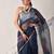 Indigo blue block printed pure kota doria saree