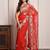 Red party wear gota georgette saree with unstitched blouse piece