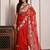 Red party wear gota georgette saree with unstitched blouse piece