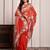 Red party wear gota georgette saree with unstitched blouse piece