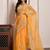 Yellow traditional gota work georgette saree with unstitched blouse piece