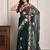 Regal green gota embroidered georgette saree with unstitched blouse piece