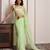 Pista green hand embellished chiffon saree