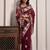 Luxe maroon gota accented georgette saree with unstitched blouse piece