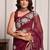 Luxe maroon gota accented georgette saree with unstitched blouse piece