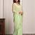Pista green hand embellished chiffon saree