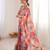 Chiffon digital print scallped border foil mirror work saree