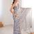 Chiffon digital print scallped border foil mirror work saree