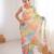 Chiffon digital print scallped border foil mirror work saree