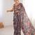 Chiffon digital print scallped border foil mirror work saree