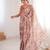 Chiffon digital print scallped border foil mirror work saree