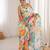 Chiffon digital print scallped border foil mirror work saree