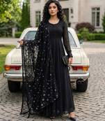 Black color georgette fabric sequence work suit