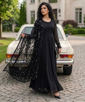 Black color georgette fabric sequence work suit 2