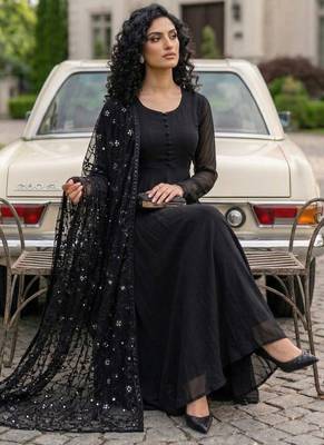 Black color georgette fabric sequence work suit 3