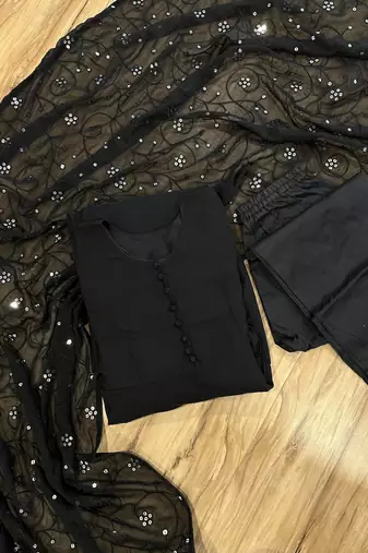 Black color georgette fabric sequence work suit