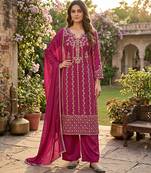 Women’s pink embroidered kurta set with dupatta