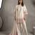 Designer ivory kurta palazzo set with pink floral lace work