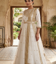 Premium off-white designer anarkali gown for women
