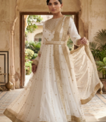 Premium off-white designer anarkali gown for women