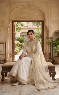 Premium off-white designer anarkali gown for women 3