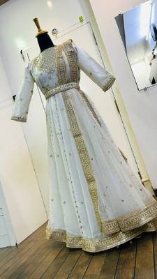 Premium off-white designer anarkali gown for women 4